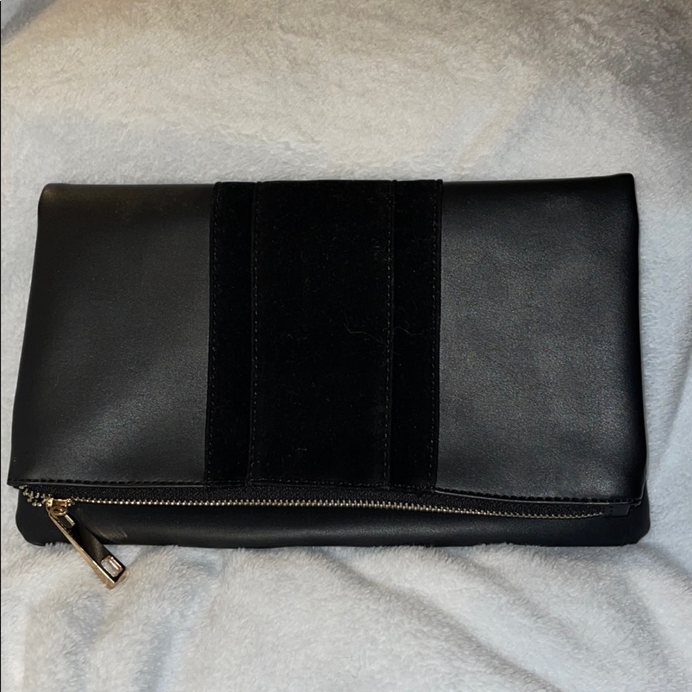 Summer & Rose Black Zip Flat Foldover Clutch